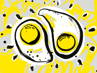 Zen morning eggs illustration for recipe book black breakfast comford food eggs family recipe fried eggs generations illustration outline recipe recipe book white yellow