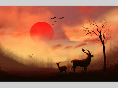 conceptual illustration for world wildlife day adobe animal banner ad banner design concept design app digitalpainting forest illustation illustrator natural nature sky wild