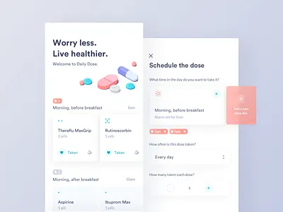 Medicine & Pill Reminder 10clouds alarm app concept health healthcare medicine mobile patient pill reminder schedule