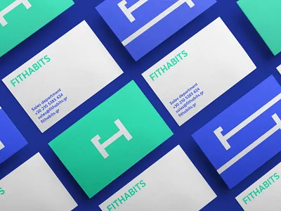Fithabits | Business Cards branding business card business card design card design expandable fitness graphic desgin indigo logo logo design logotype logotype design teal