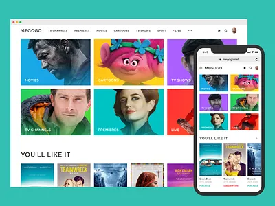 Megogo Navigation Redesign cartoon clean live minimal movie navigation product redesign service stream tv app tv channel tv show video web web desgin