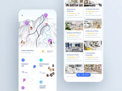 Skiing app UI design app cards design illustration ios iosapp mobile mobileapp typography ui ux
