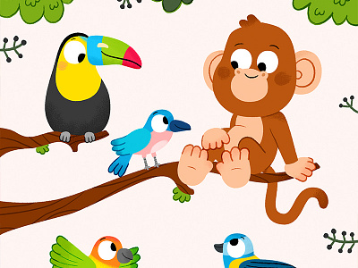 Jungle friends animal animals book character characters colour cute draw drawing fun illustration illustrator kawaii kids kidslit toddler vector