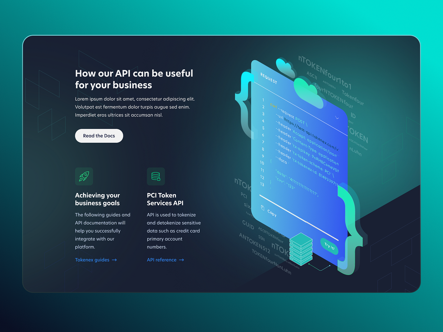 Tokenex Website Design: business landing web page, site designer by