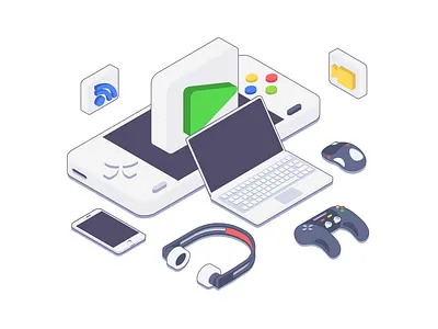 Colourful Media Illustration bright color combinations colorful design combinations design exploration illustration illustration pack illustrator isometric media minimal clean design ui vector vector art vector illustration visual identity