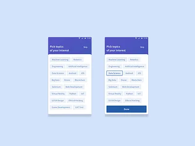 Pick Interests for Eckovation App android design education ui ux