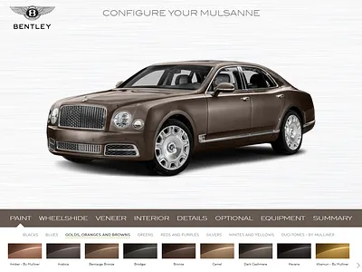 Daily UI #033 Bentley Mulsanne Car Configurator 033 33 automobile automotive bentley car configurator custom customize customized dailyui mulsanne product configurator