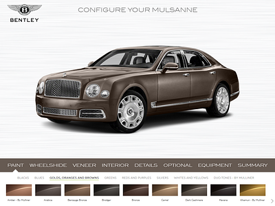 Daily UI #033 Bentley Mulsanne Car Configurator 033 33 automobile automotive bentley car configurator custom customize customized dailyui mulsanne product configurator