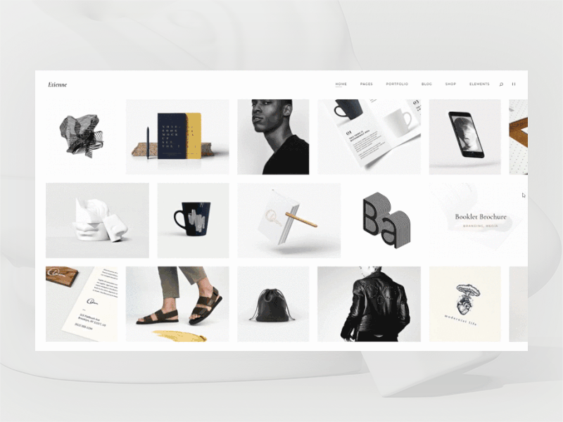 Etienne - Horizontal Portfolio agency animation branding clean design flat modern portfolio type typography ui ux web website wordpress
