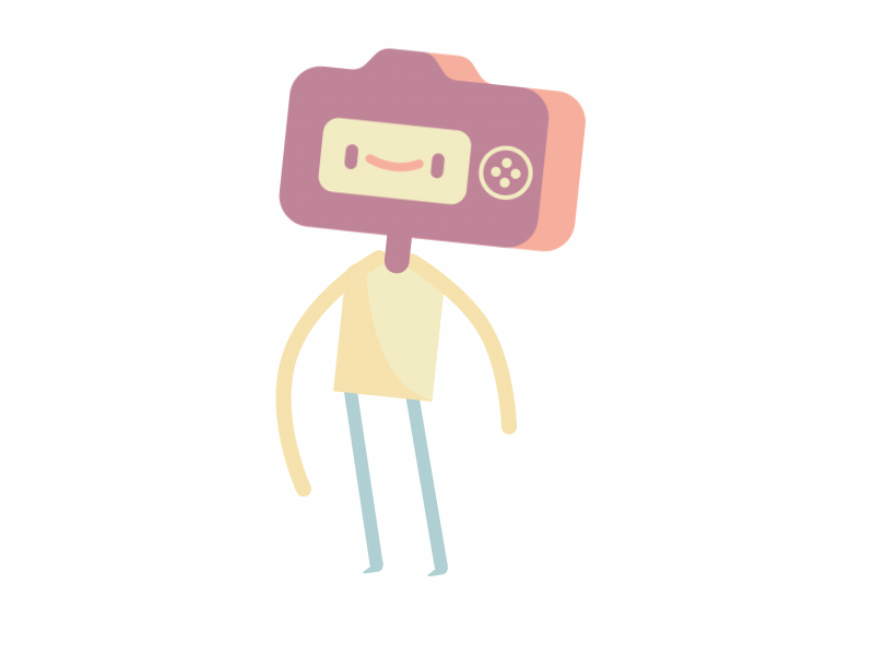 Camera character bouncing bounce camera character cute gif happy illustration jump kawaii rubberhose wiggle