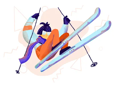 Vintage Skier figure figure drawing illustration ipad pro ui illustration