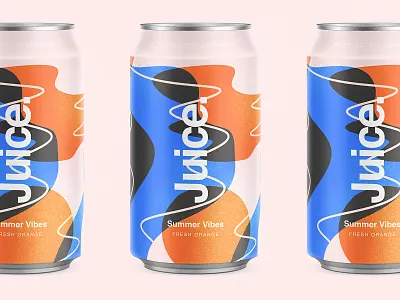 Juice. | Summer Vibes. branding can cans color drinks illustration logo orange package packaging pattern sketch summer typography