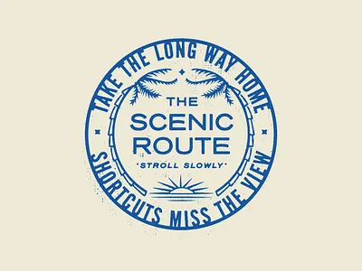 Scenic Stamp badge brand illustration palm tree scenic stamp sun typography