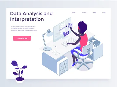 The girl works in the office analysis brainstorming creativity illustration people svov