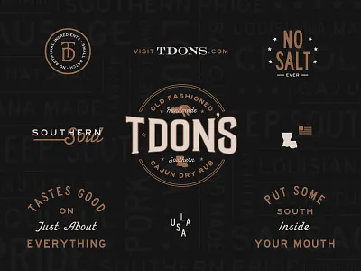 T·Don’s Brand Identity & Elements bbq brand elements cajun creole dry rub food lockup louisiana old fashioned rub small batch south southern spices spicy