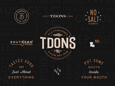 T·Don’s Brand Identity & Elements bbq brand elements cajun creole dry rub food lockup louisiana old fashioned rub small batch south southern spices spicy