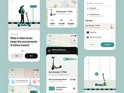 Electric Scooters App Explorations animation app design automotive bike share booking booking taxi driver service gps map mobile app rent rental app rental company reservation ride app ride booking ride share ride sharing app route travel