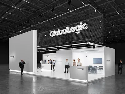 Design concept of exhibition stand for GlobalLogic booth design design design exhibitions exhibit design exhibition booth design exhibition design exhibition stand design stand design