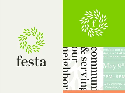 Festa Brand elements brand brand board branding color color palette geometric icon identity logo moodboard typography vector