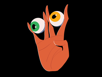 Hold My Eyes digital art eyes green hand illustration photoshop red yellow