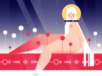Future Blossom 2d animation astronaut character character design color design flat girl icon illustration minimal naked nude plants simple space ui vector women