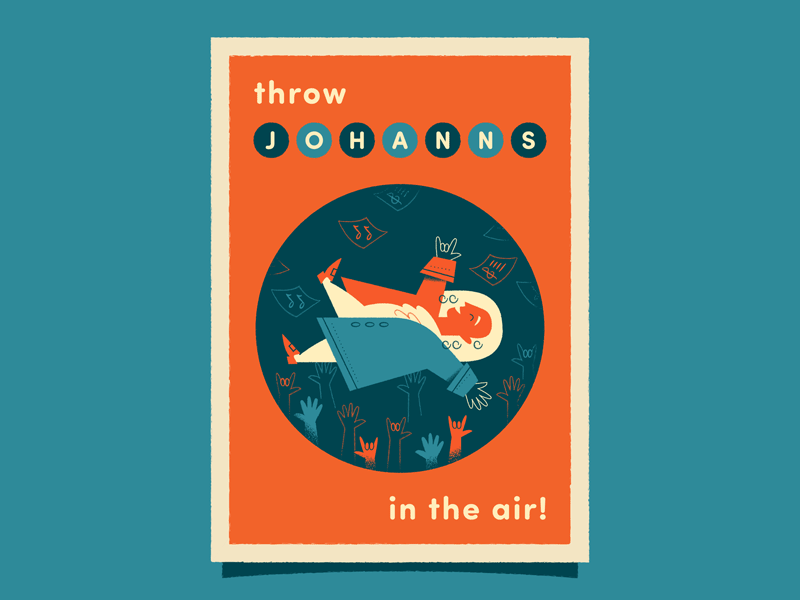 Throw Johanns in the air! bach baroque birthday card classical music dad joke illustration johann music puns typoraphy