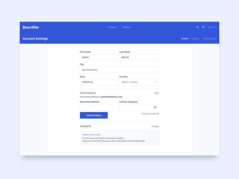 Profile Settings UI Design by Ildiko Gaspar on Dribbble