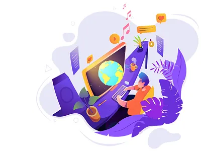 Artist! animator app coffee computer creativeworld desk giving life globe gradients home icons illustrated food illustrator language leaves ui universal webdesign workplace