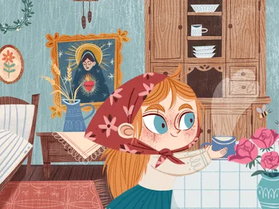 Ylenia book character design children concept girl house illustration kids book photoshop room vintage