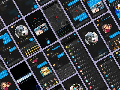 Telegram concept redesign (Dark mode) android app blue chatting clean clear concept dark dark mode dark theme figma link messaging messanger night mode redesign sketch telegram