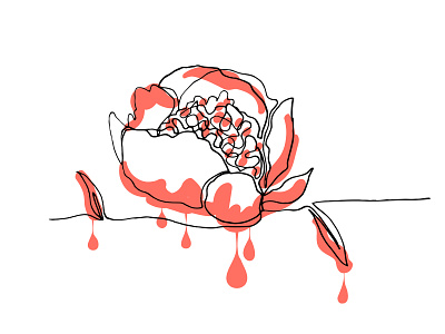 One Line Art Peony continuous line coral design dripping flower illustration minimal one line peony single line vector