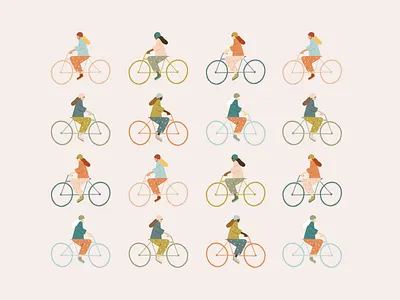 Spring Bikers bike bike illustration biker illustration bikers bikes illustration lady bikers outdoors sports spring biking woman biking