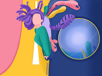Imagination colorful diving dream fly girl illustraion imagination impressions life marwative sea sketchbook submarine two worlds unleash window woman world