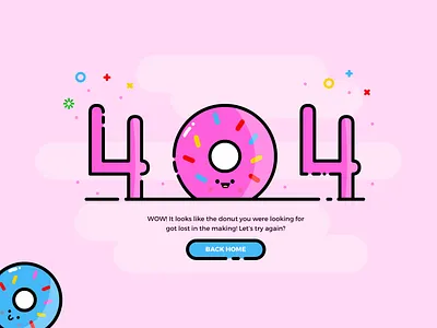 Daily UI Challenge #008 - 404 Page 404 404 page challenge accepted daily ui donut donuts illustration mbe style mbestyle pink ui