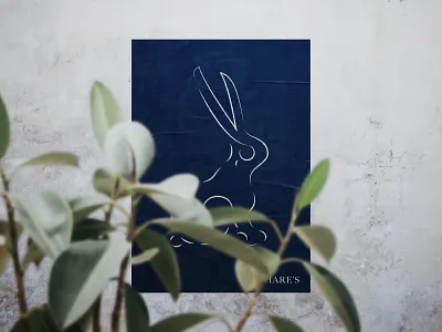 𝕠'𝕙𝕒𝕣𝕖'𝕤 𝕡𝕣𝕚𝕟𝕥 advertisement barber logo barbershop barbershop branding blue branding coffee shop english graphic design hair hair cut hare hipster illustration leaves mockup poster print rabbit rabbit logo