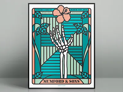 Mumford And Sons Fiserv Forum Poster bones concert poster design fiserv forum gig poster illustration illustrator milwaukee poster skeleton vector