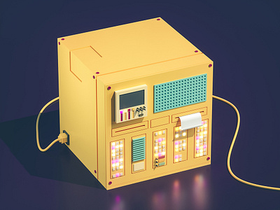 Retro Computer 3d cinema 4d computer design factory illustration low poly machine minimalist motion graphics octane render