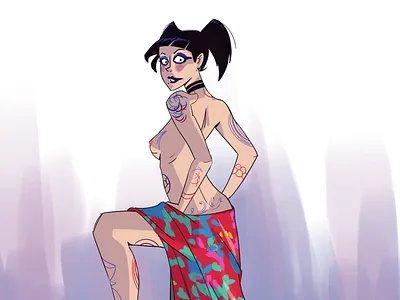 The witness 2d animation character girl