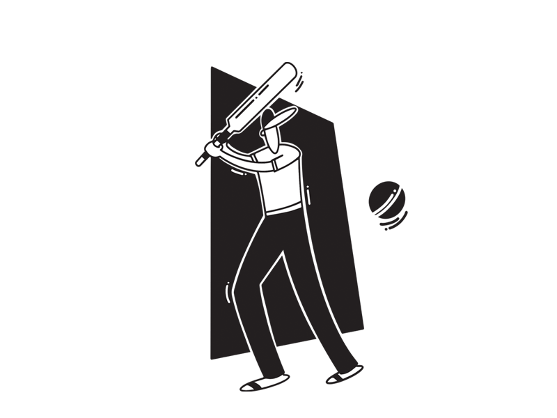 Cricket Illustration Gif black character design cricket design digital painting game gif graphic design illustration pratikartz shot sketch sports vector