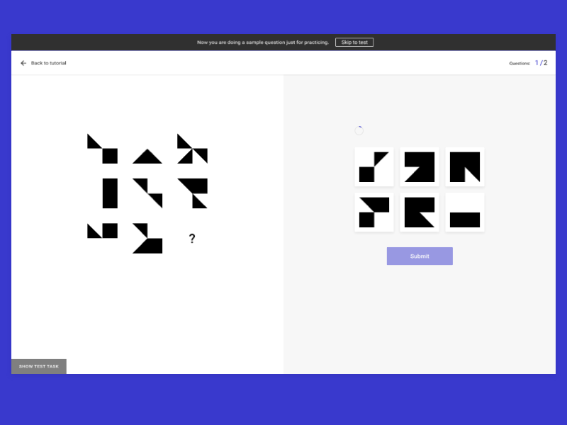 Sample test animation correct design desktop interaction loader logic principleapp questions sample test spinner success tasks test ui web