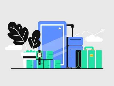 Lyft x Travel (Business) blue business fun illustration lyft money plant plants travel watch