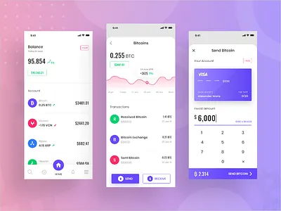 Crypto app bitcoin branding crypto design icon logo ui ux vector