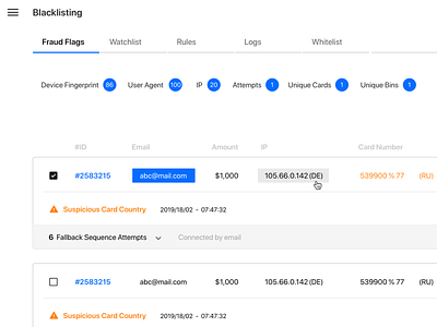 Fraud Management Interface app branding cards design form home input input fields mockup search site states type typography ui ux web website