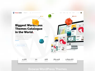 ThemesHunter - Home 3d adobe photoshop cc catalogue catalogue design clean design css3 sketch templates thems ui deisgn usability ux ui design vector web deisgn wordpress