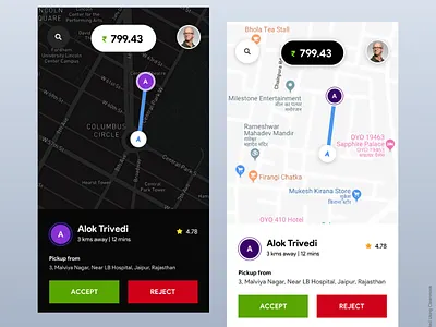 Uber Driver App – New Ride Notification app design uber uber design uber driver uber driver app ui ux