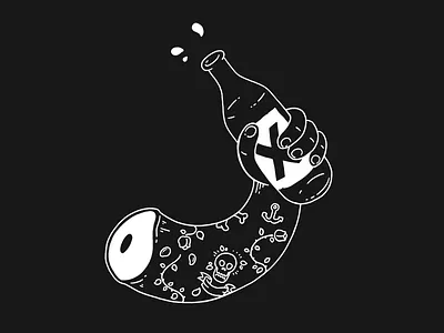 Armed & Drunk black white design draft illustration procreate app simple