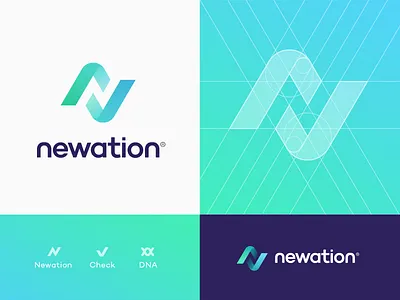 Newation Logo Concept 3d logo app icon arrow blockchain bolt branding identity calendar check mark diagram dna flowchart for sale geometry gradient letter n logo negative space spiral sport unused