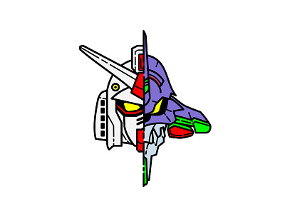 Japan old anime series robot illustration design evangelion gundam illustration mecha robot vector