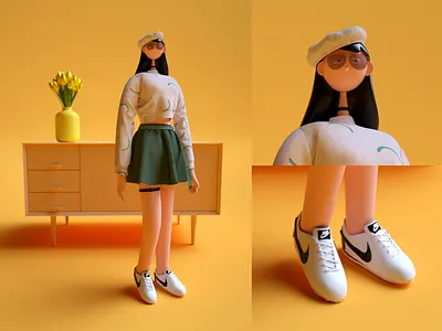 Girl c4d design girl illustration oc ui