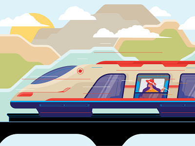Go away! app away color design go heart icon illustration machine mountain train vector vector art woman
